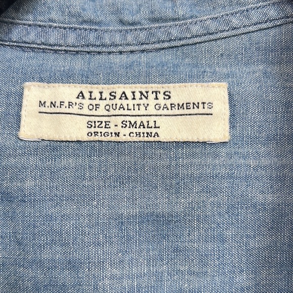 All Saints Denim Cotton Button Down Shirt - Picture 4 of 8